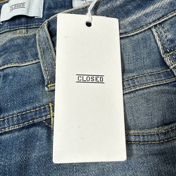 Closed NWT Skinny Pedal Pusher High Rise Jeans Mid Blue Size 24 Italy Distressed - Picture 7 of 12